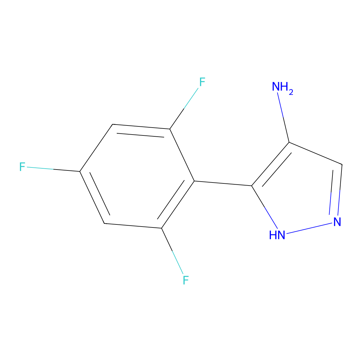 5-(2,4,6-trifluorophenyl)-1H-pyrazol-4-amine molecular structure, CAS 1518408-31-5
