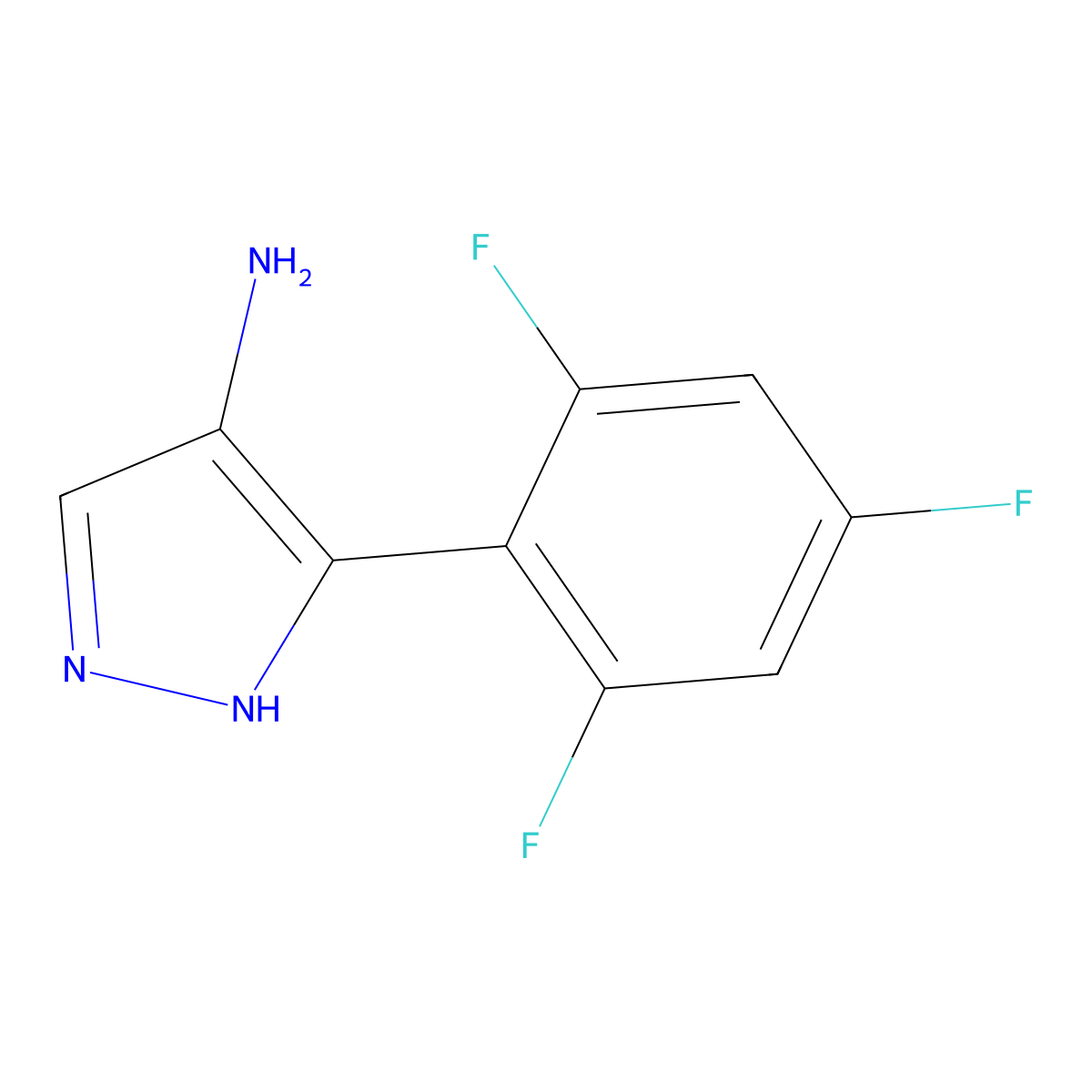 5-(2,4,6-trifluorophenyl)-1H-pyrazol-4-amine molecular structure, CAS 1518408-31-5