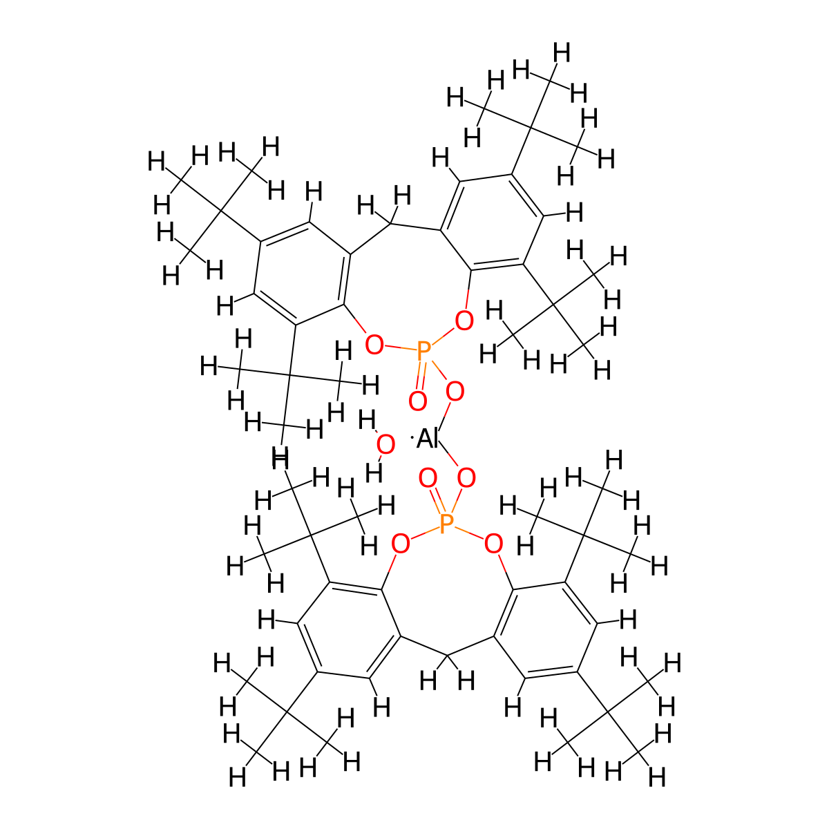 Aluminium hydroxybis[2,2'-methylen-bis(4,6-di-tert-butylphenyl)phosphate] molecular structure, CAS 151841-65-5