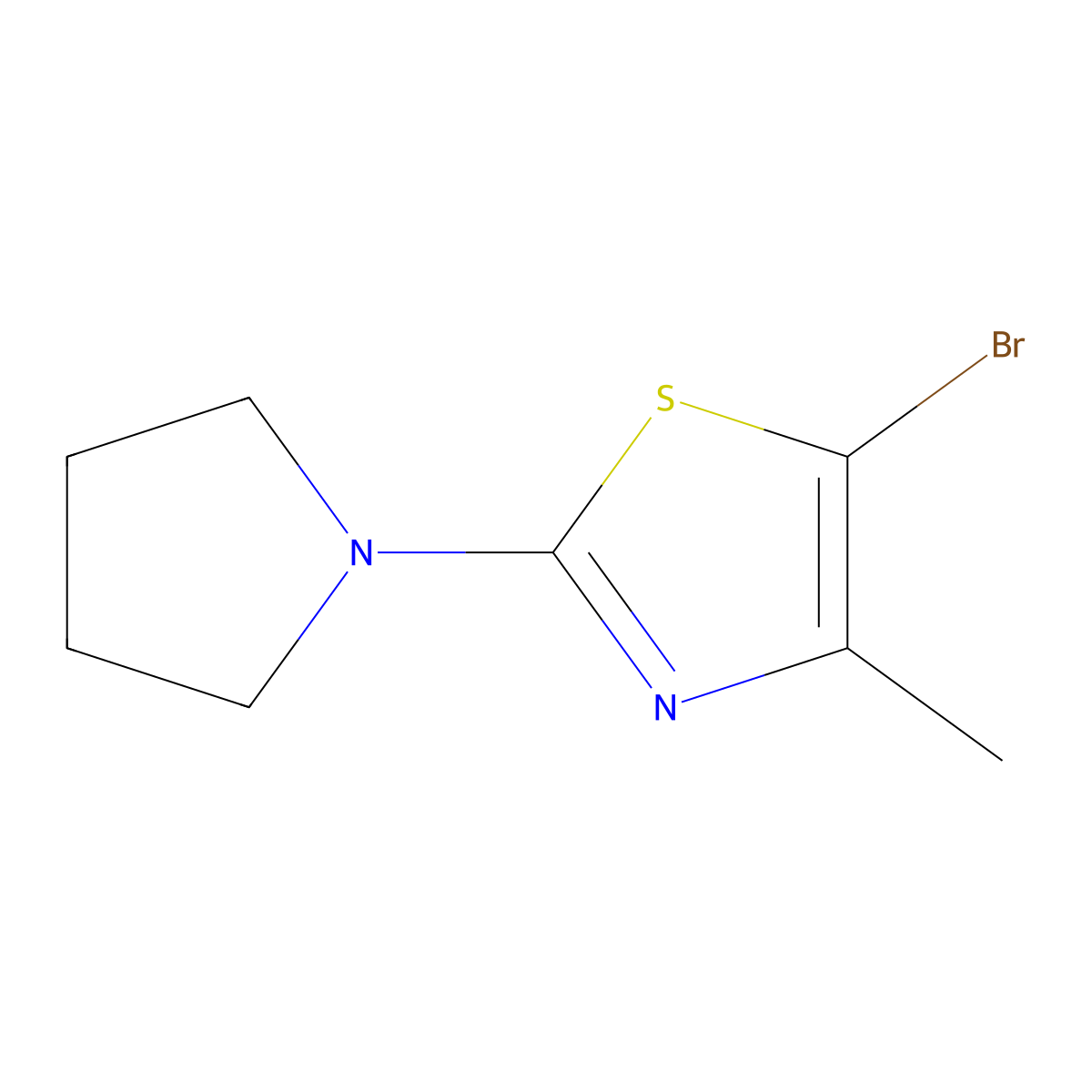 5-Bromo-4-methyl-2-(pyrrolidino)thiazole molecular structure, CAS 1518423-82-9