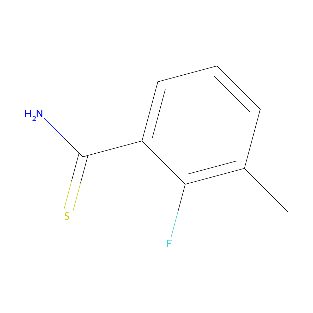 2-Fluoro-3-methylbenzene-1-carbothioamide molecular structure, CAS 1518433-44-7