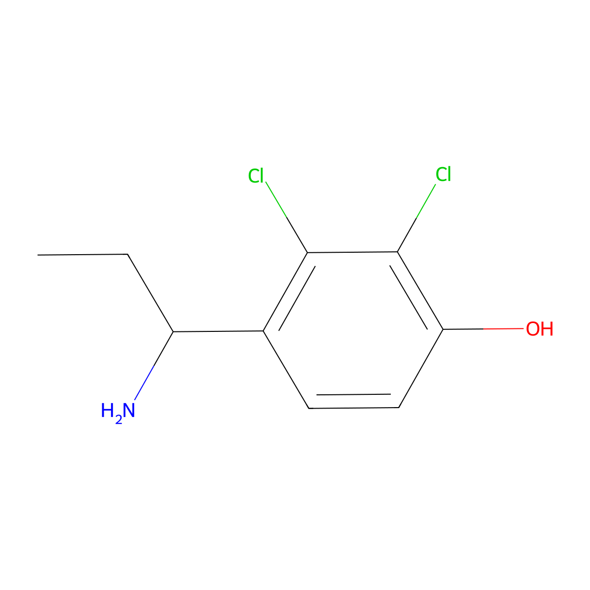 4-(1-Aminopropyl)-2,3-dichlorophenol molecular structure, CAS 1518436-34-4