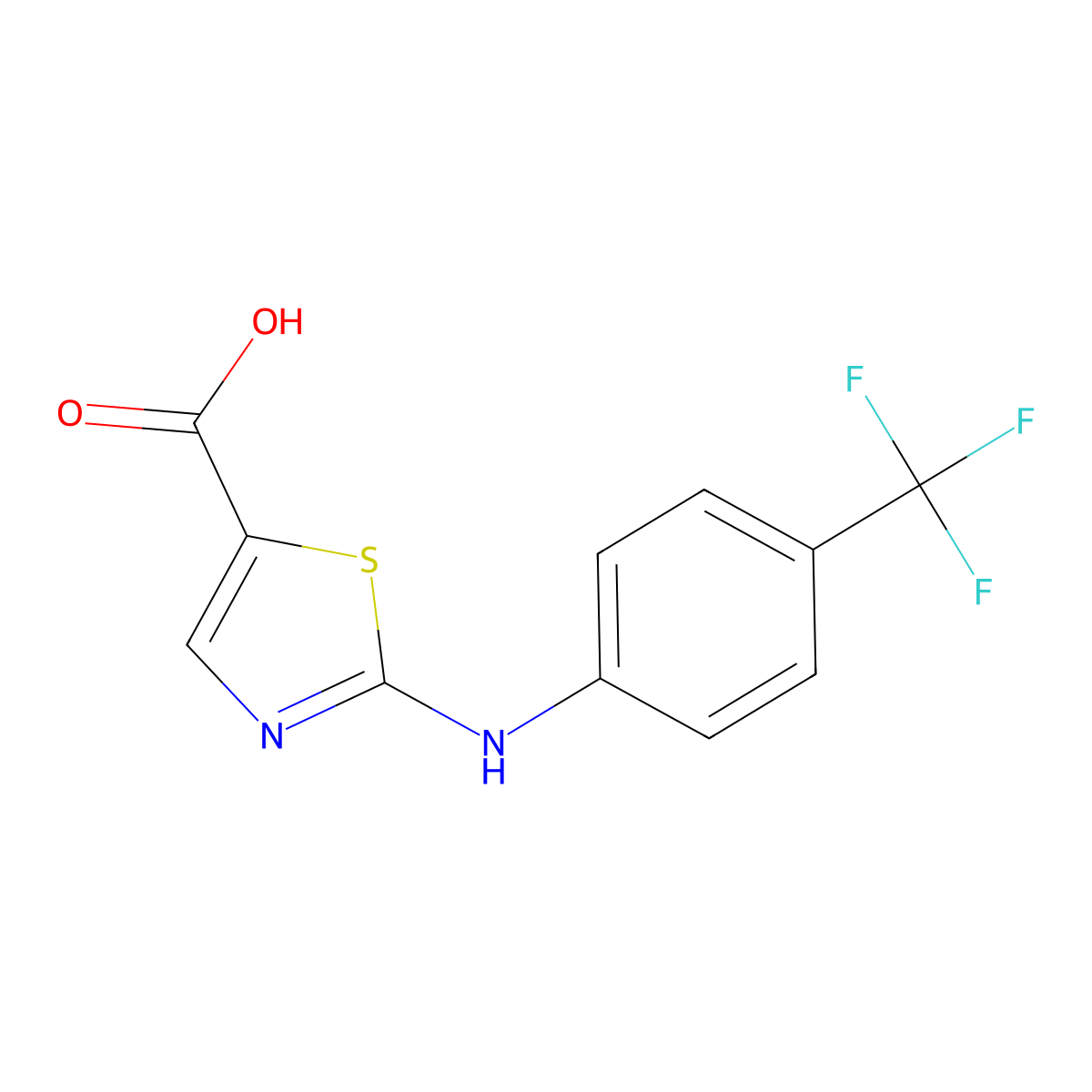 2-((4-(Trifluoromethyl)phenyl)amino)thiazole-5-carboxylic acid molecular structure, CAS 1518437-53-0