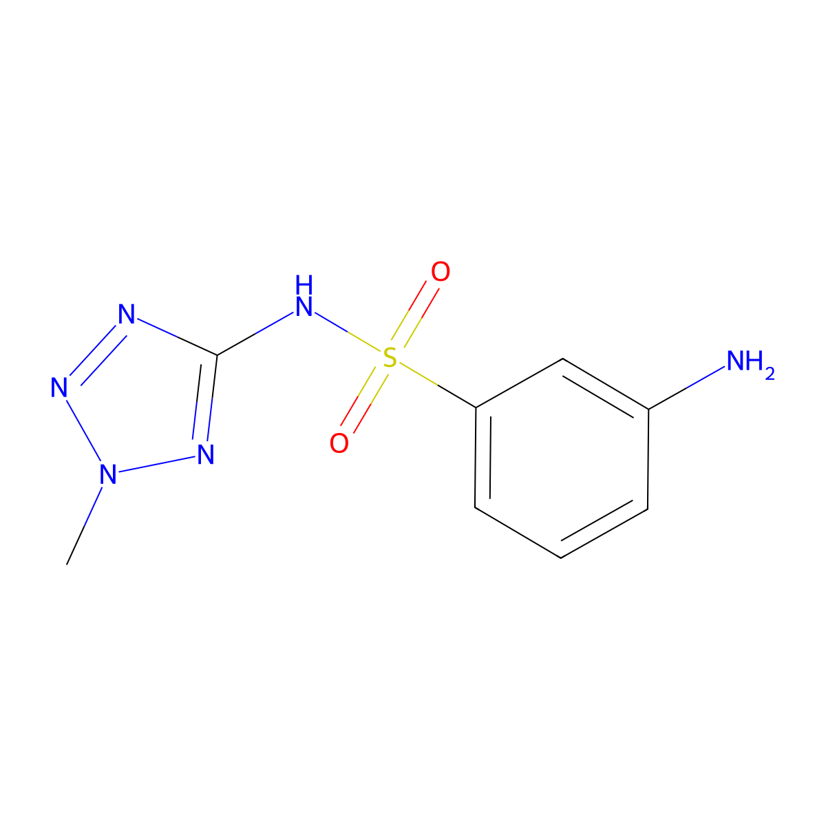 3-amino-N-(2-methyl-2H-1,2,3,4-tetrazol-5-yl)benzene-1-sulfonamide molecular structure, CAS 1518443-53-2
