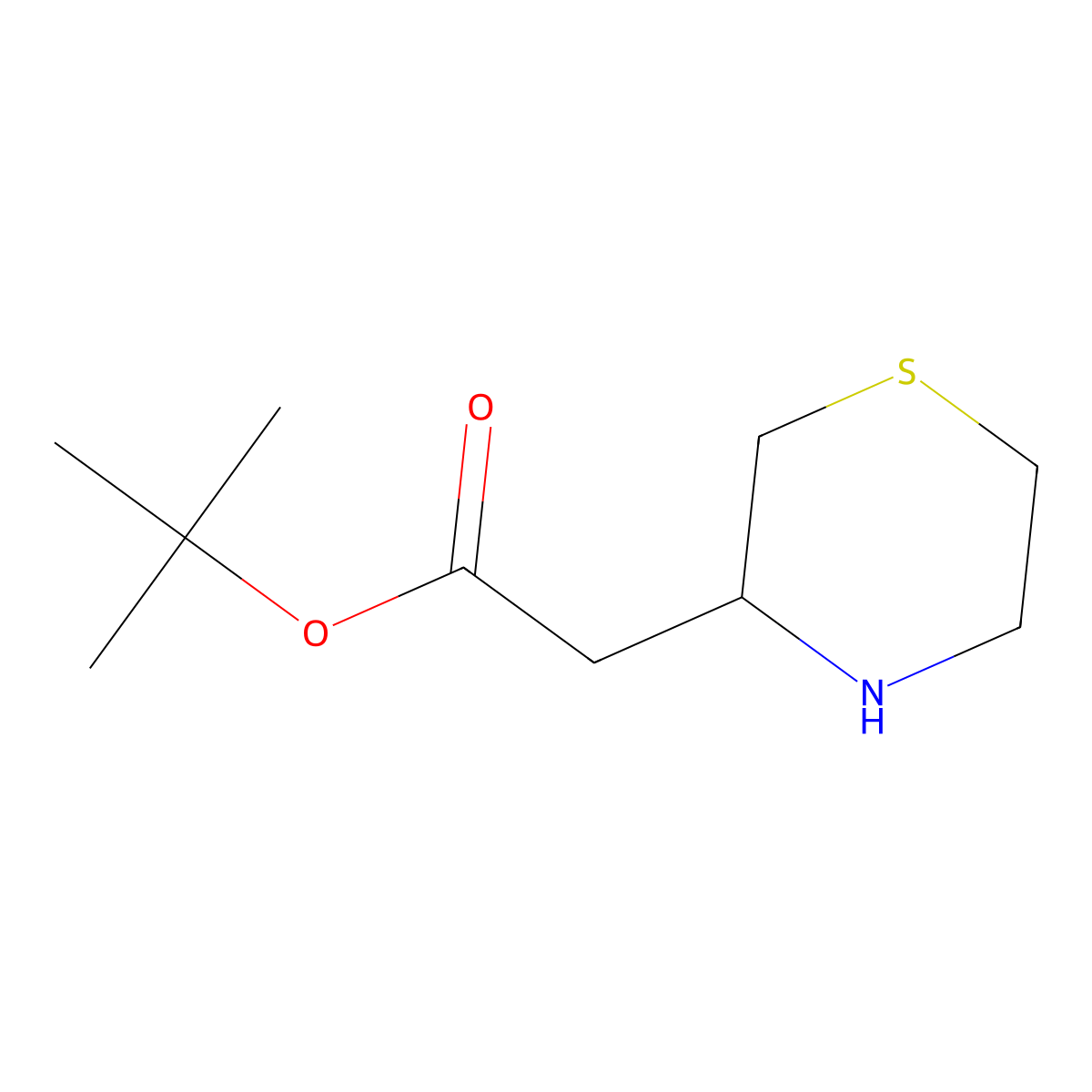 Tert-butyl 2-(thiomorpholin-3-yl)acetate molecular structure, CAS 1518444-06-8