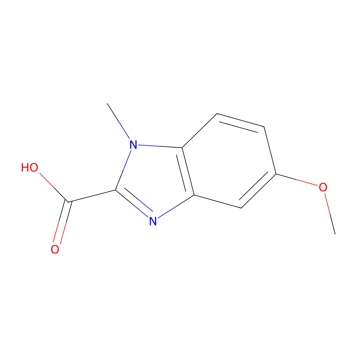 5-methoxy-1-methyl-1H-1,3-benzodiazole-2-carboxylic acid molecular structure, CAS 1518463-82-5