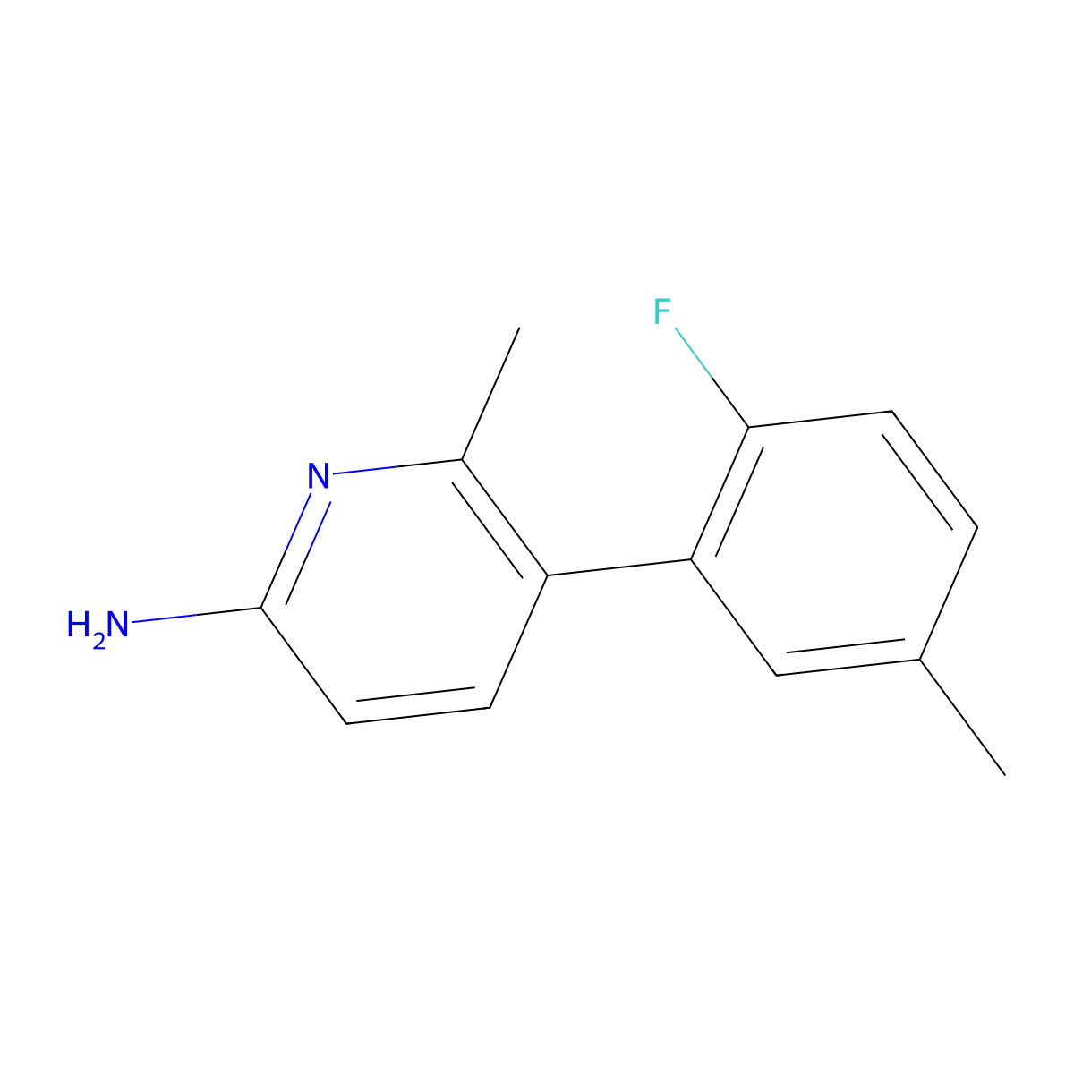 5-(2-Fluoro-5-methylphenyl)-6-methyl-2-pyridinamine molecular structure, CAS 1518464-88-4