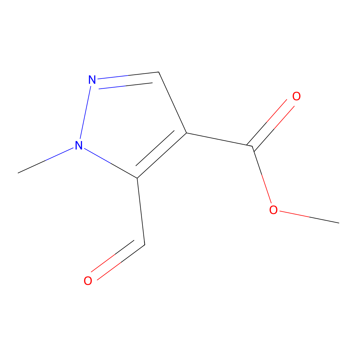 methyl 5-formyl-1-methyl-1H-pyrazole-4-carboxylate molecular structure, CAS 1518469-18-5