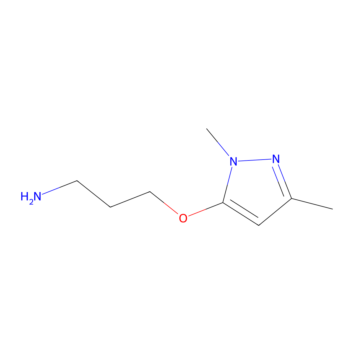 3-[(1,3-dimethyl-1H-pyrazol-5-yl)oxy]propan-1-amine molecular structure, CAS 1518478-83-5