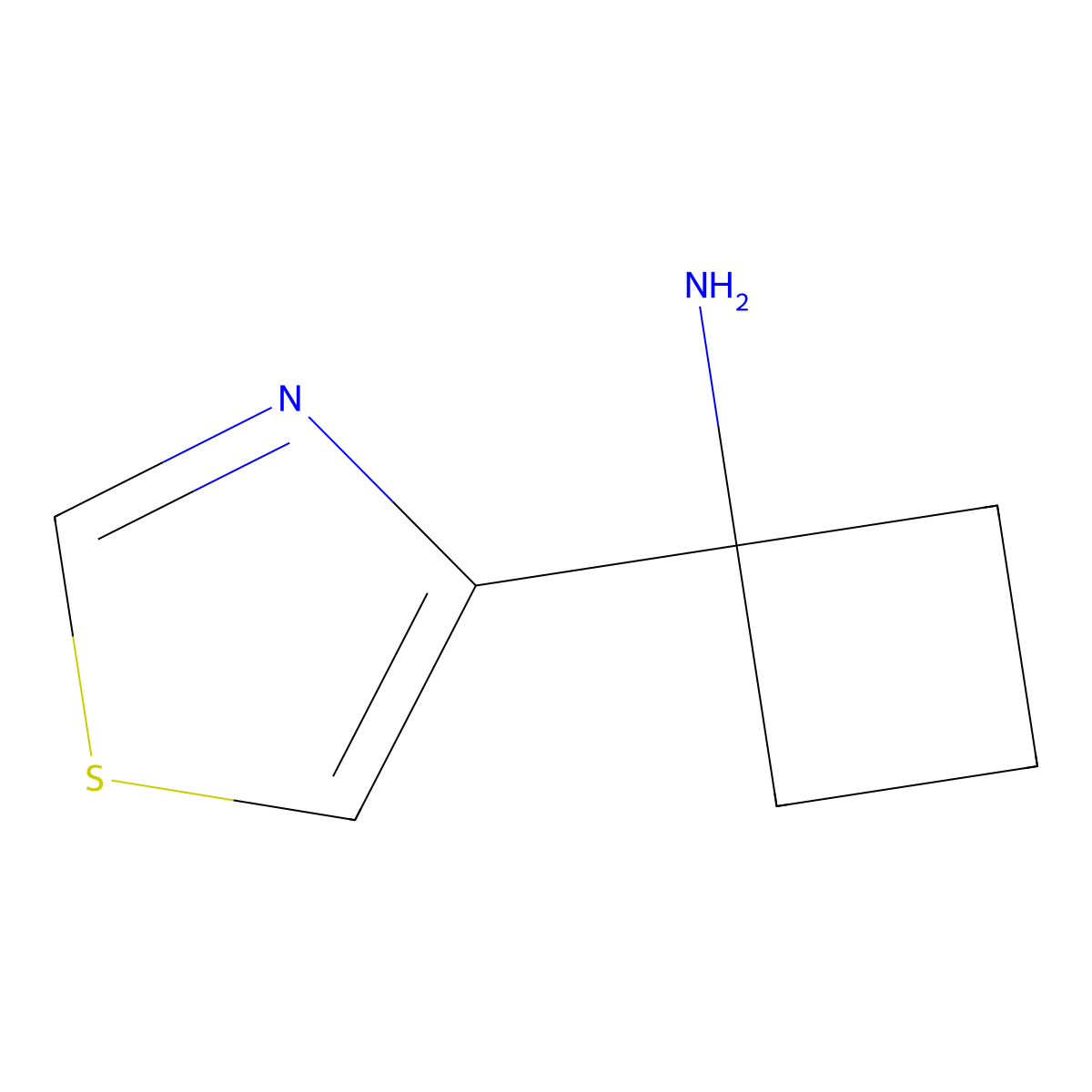 1-(1,3-Thiazol-4-yl)cyclobutan-1-amine molecular structure, CAS 1518491-02-5