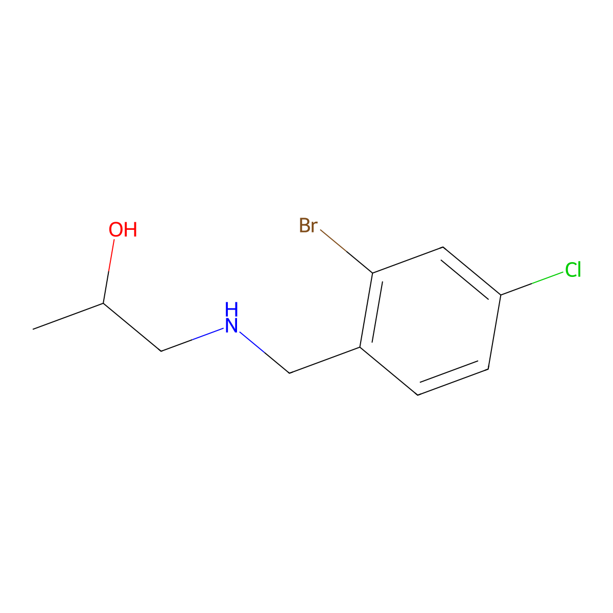 1-{[(2-Bromo-4-chlorophenyl)methyl]amino}propan-2-ol molecular structure, CAS 1518503-95-1