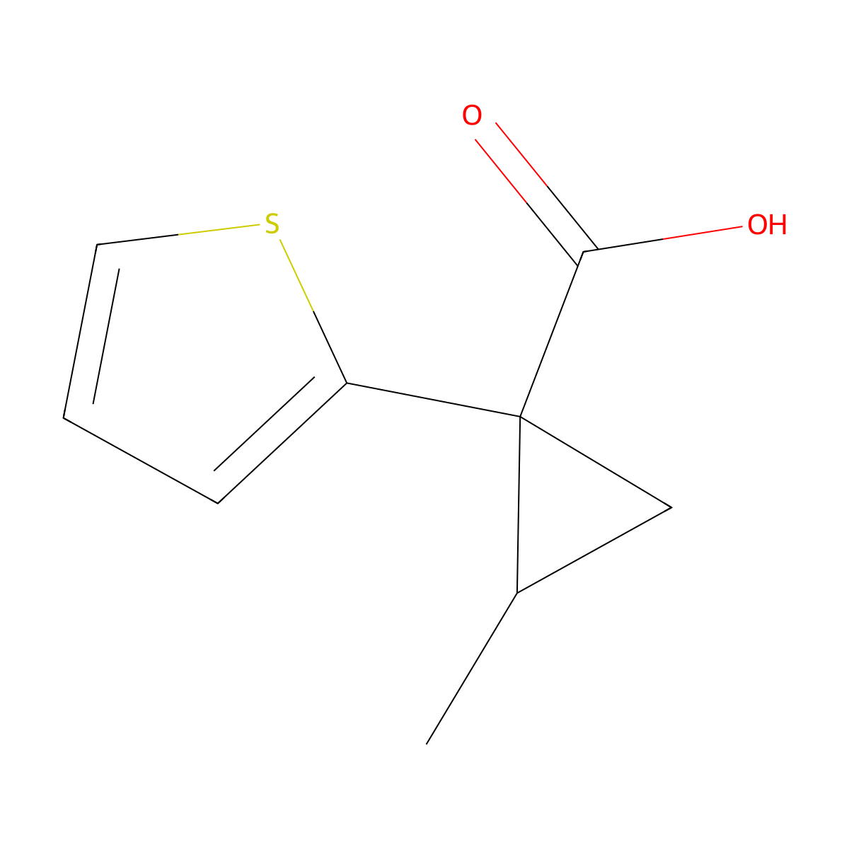 2-Methyl-1-(thiophen-2-yl)cyclopropane-1-carboxylic acid molecular structure, CAS 1518512-63-4