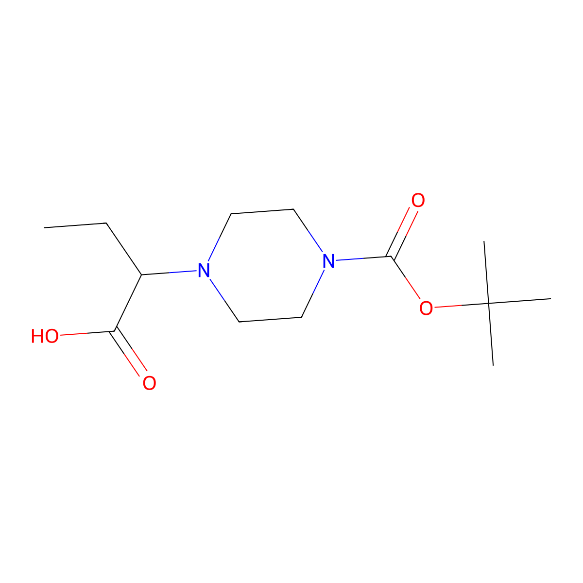 2-{4-[(Tert-butoxy)carbonyl]piperazin-1-yl}butanoic acid molecular structure, CAS 1518529-98-0