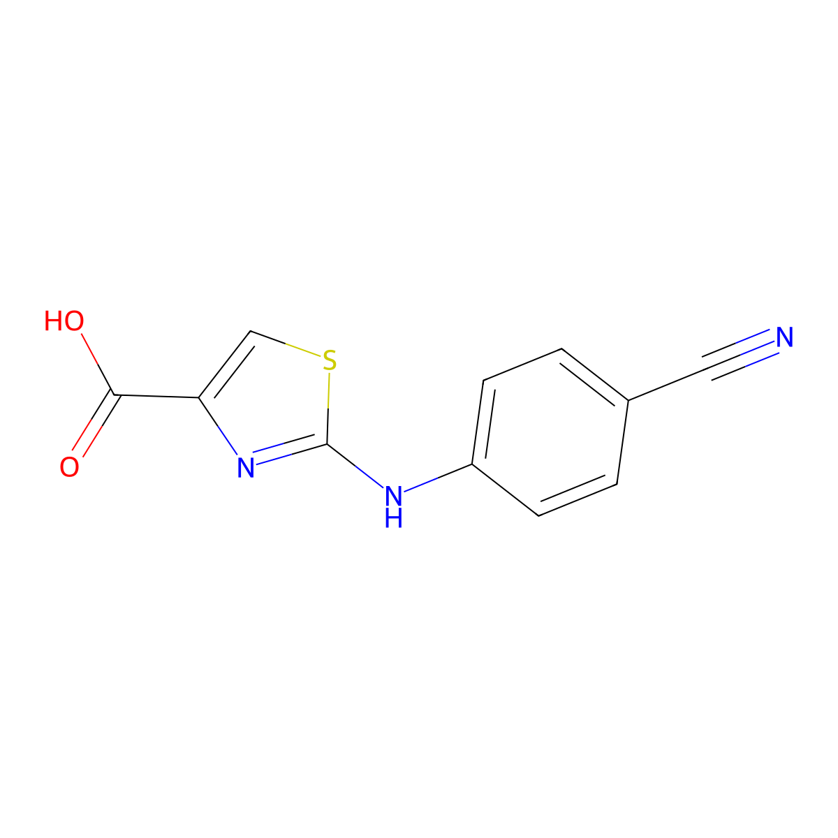 2-((4-Cyanophenyl)amino)thiazole-4-carboxylic acid molecular structure, CAS 1518535-90-4