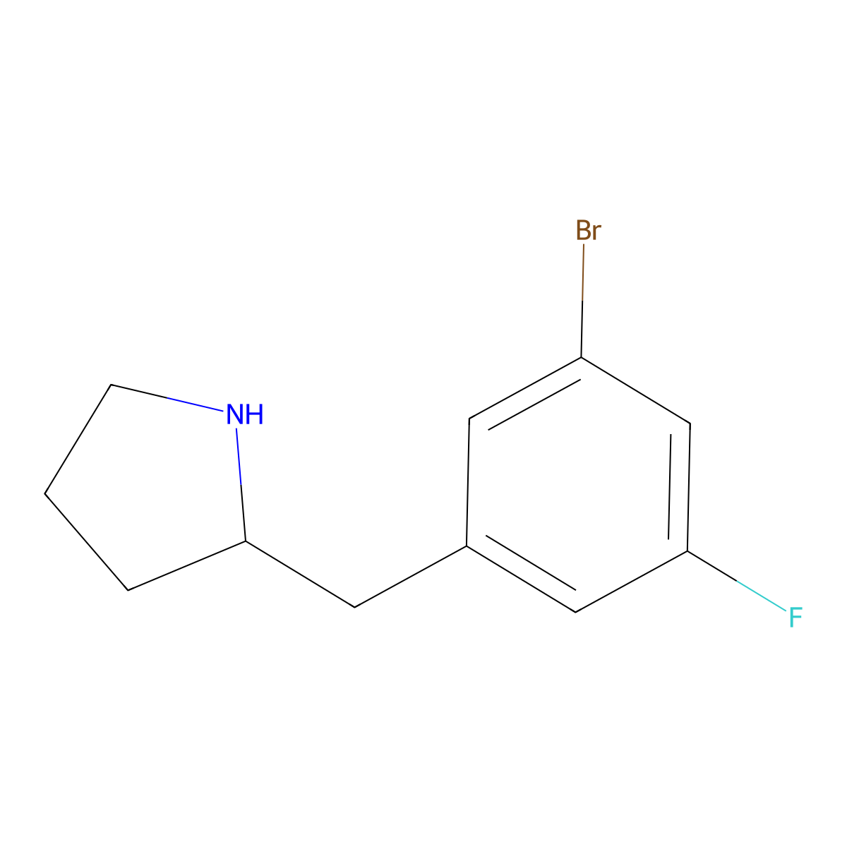 2-(3-Bromo-5-fluorobenzyl)pyrrolidine molecular structure, CAS 1518607-66-3
