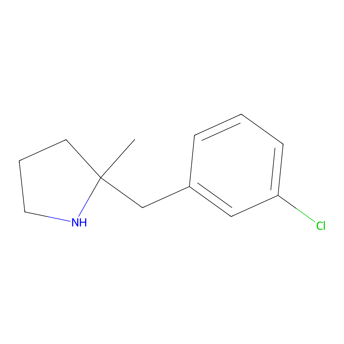 2-[(3-Chlorophenyl)methyl]-2-methylpyrrolidine molecular structure, CAS 1518609-04-5
