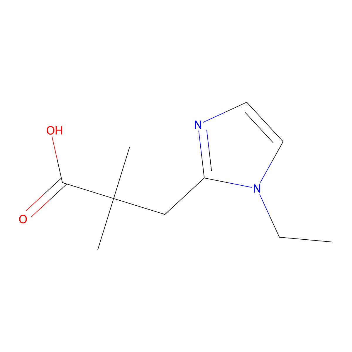 3-(1-Ethyl-1h-imidazol-2-yl)-2,2-dimethylpropanoic acid molecular structure, CAS 1518614-22-6