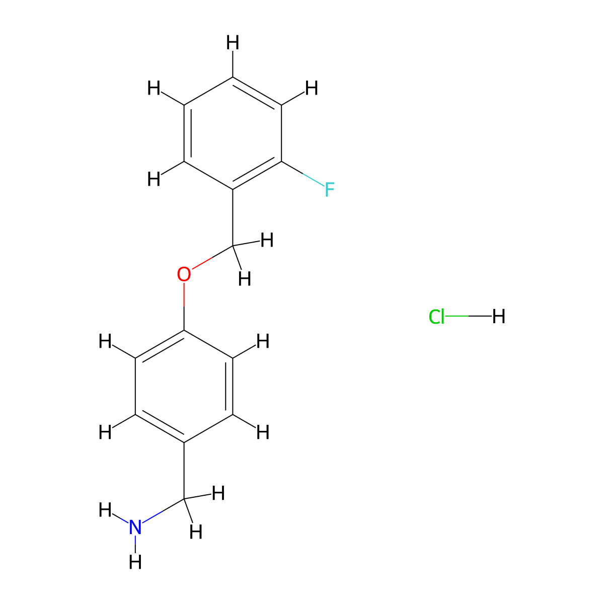 {4-[(2-Fluorophenyl)methoxy]phenyl}methanamine hydrochloride molecular structure, CAS 1518625-16-5