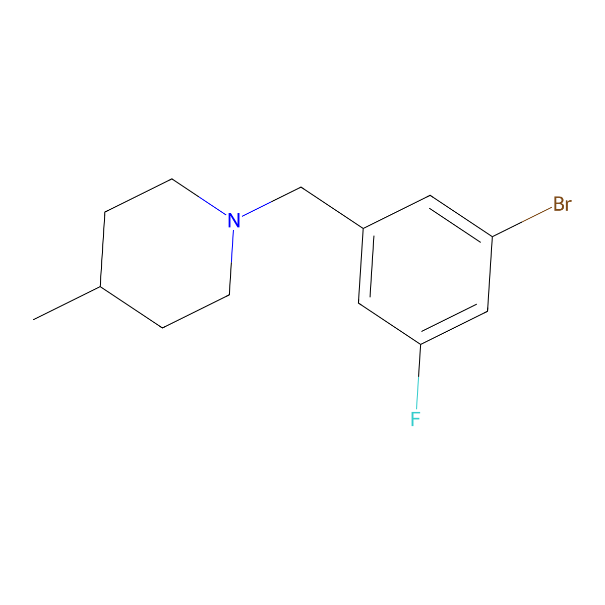 1-(3-Bromo-5-fluorobenzyl)-4-methylpiperidine molecular structure, CAS 1518625-75-6