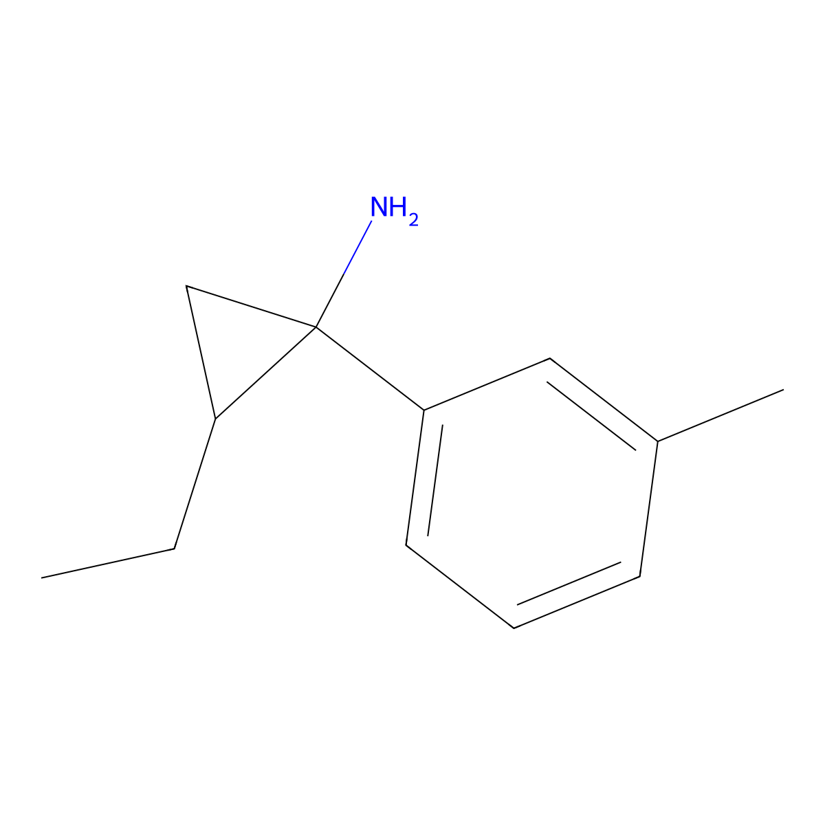 2-Ethyl-1-(3-methylphenyl)cyclopropan-1-amine molecular structure, CAS 1518630-90-4