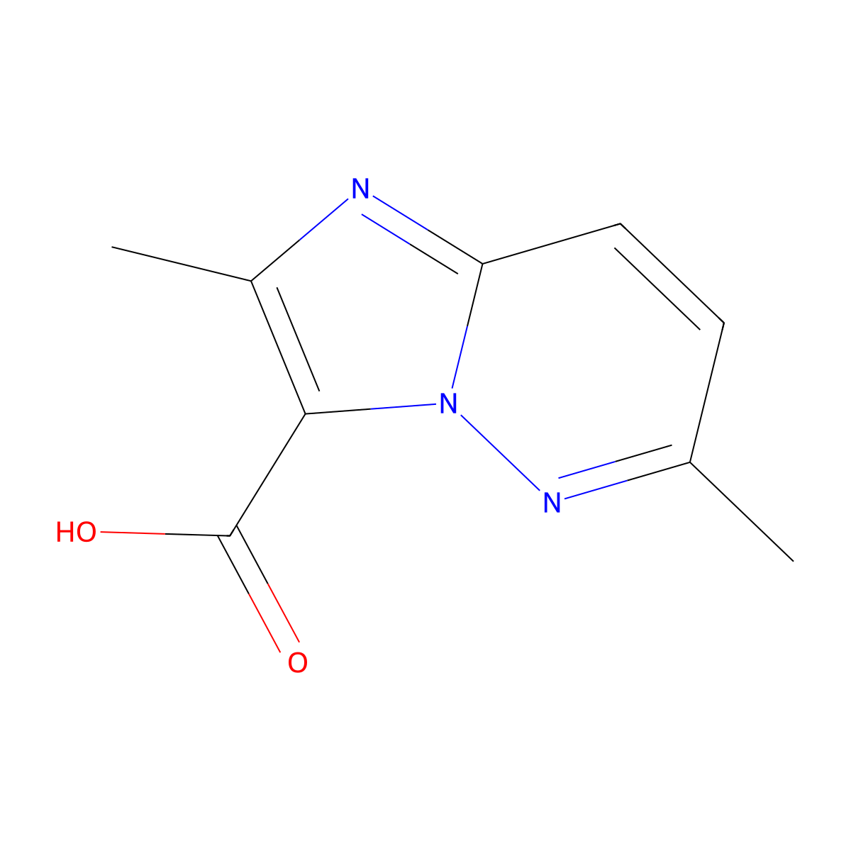 2,6-Dimethylimidazo[1,2-b]pyridazine-3-carboxylic acid molecular structure, CAS 1518631-38-3