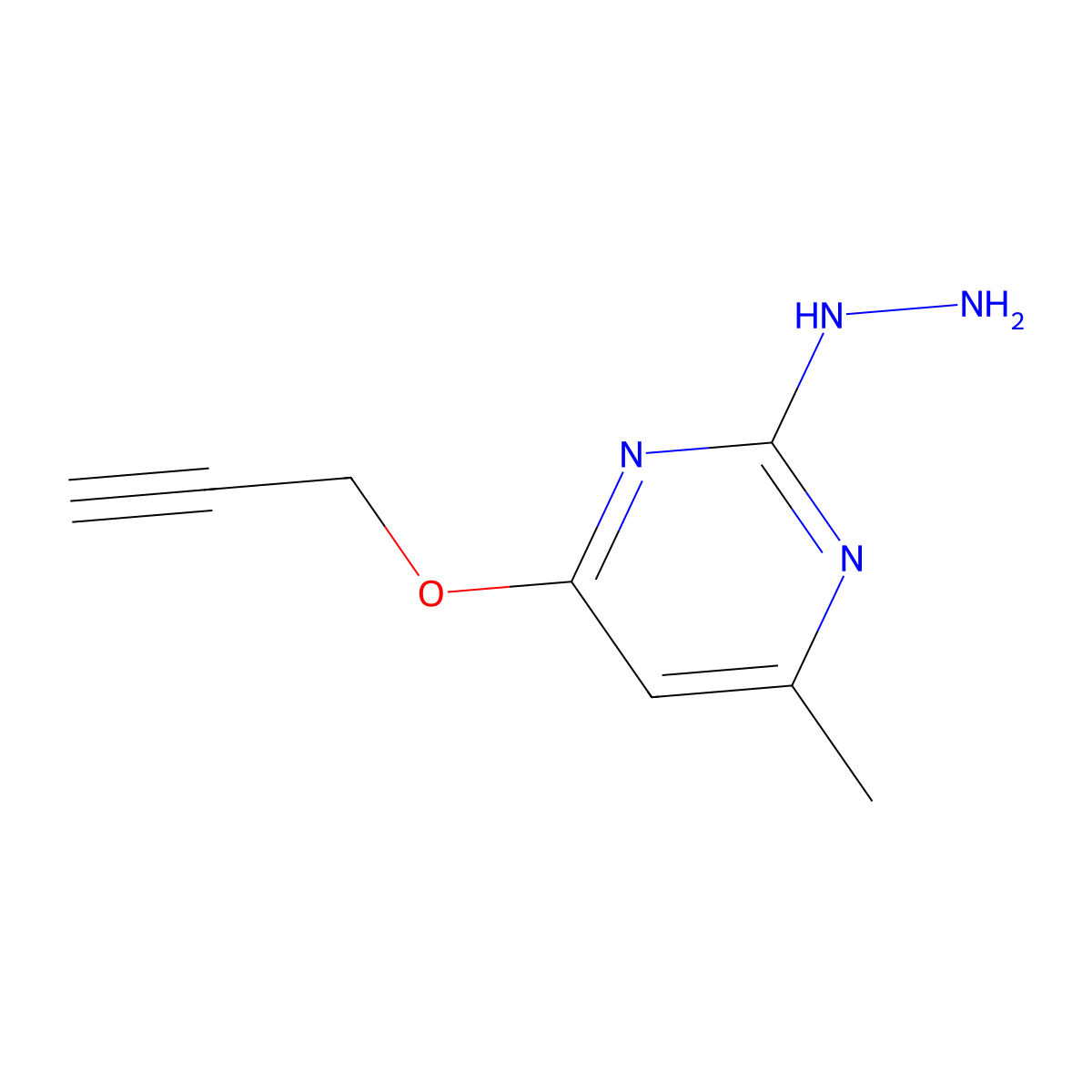 2-Hydrazinyl-4-methyl-6-(prop-2-yn-1-yloxy)pyrimidine molecular structure, CAS 1518637-15-4