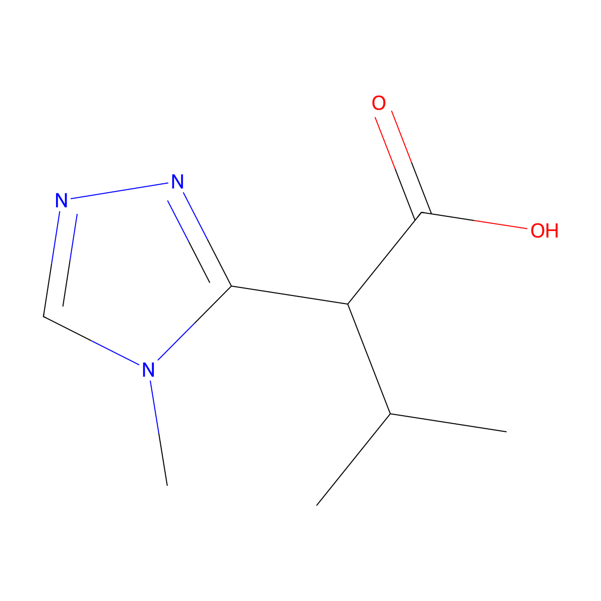 3-methyl-2-(4-methyl-4H-1,2,4-triazol-3-yl)butanoic acid molecular structure, CAS 1518639-01-4