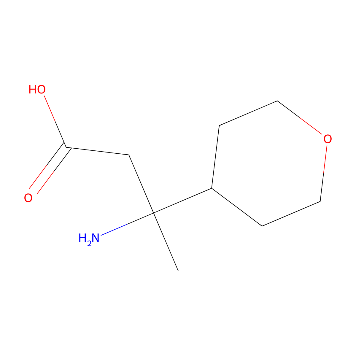 3-Amino-3-(oxan-4-YL)butanoic acid molecular structure, CAS 1518656-59-1
