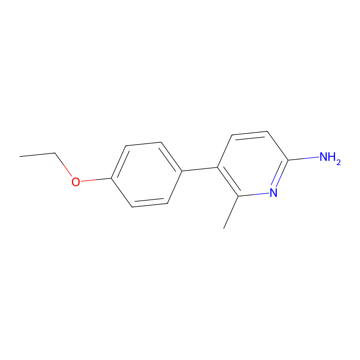 2-Pyridinamine, 5-(4-ethoxyphenyl)-6-methyl- molecular structure, CAS 1518662-13-9