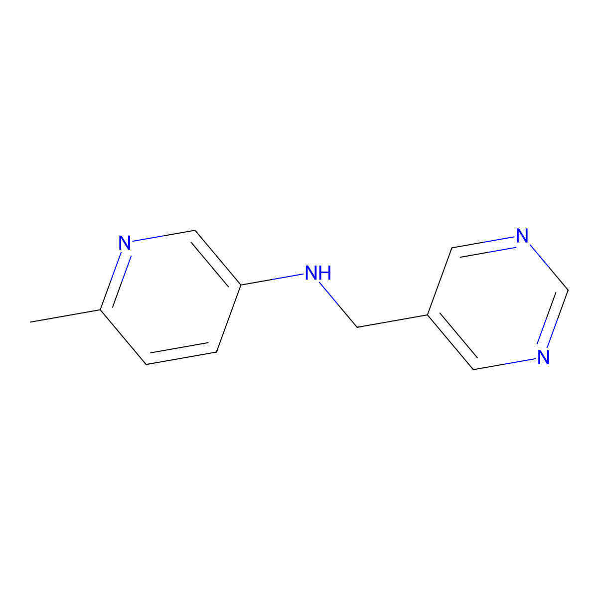 6-methyl-N-[(pyrimidin-5-yl)methyl]pyridin-3-amine molecular structure, CAS 1518672-92-8