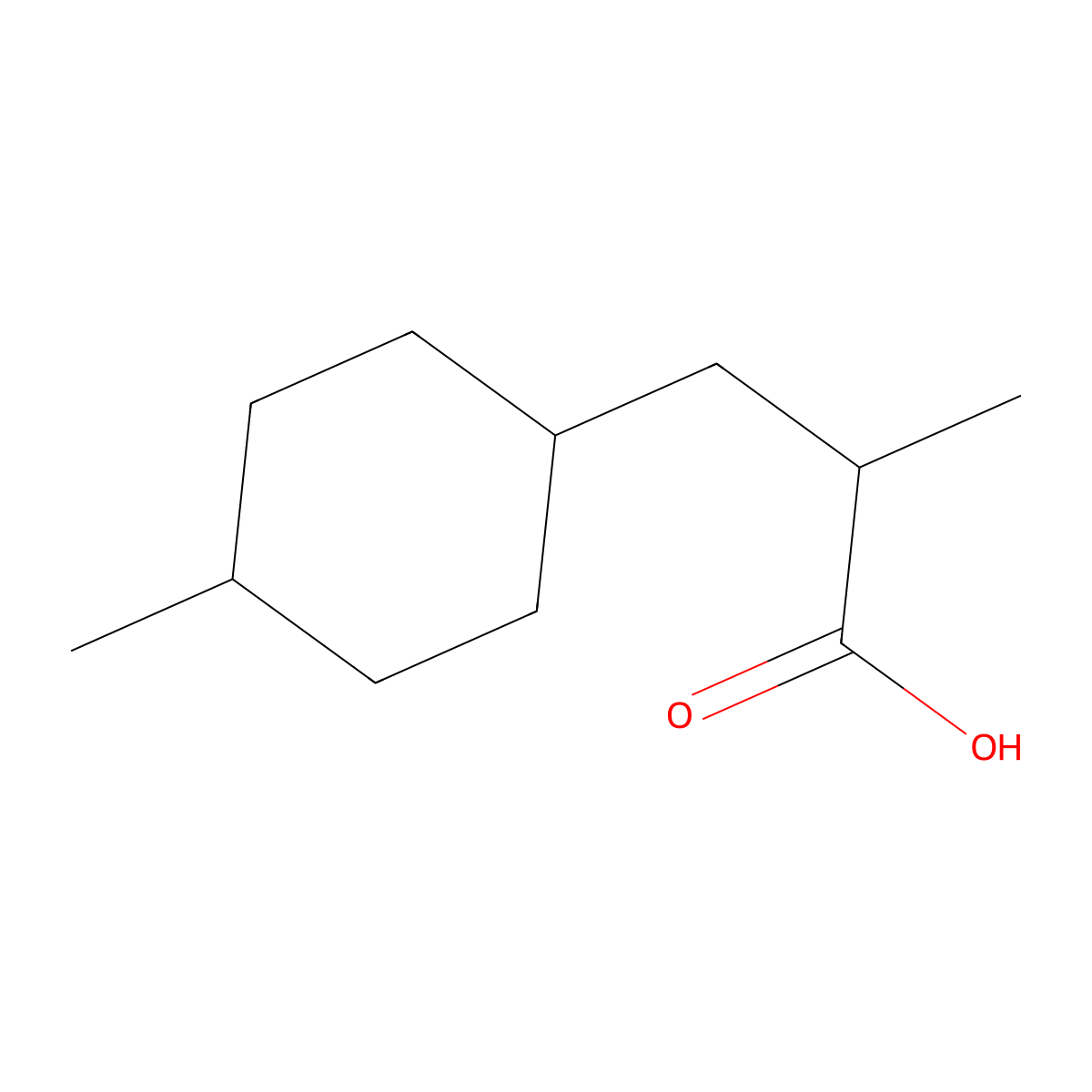 2-Methyl-3-(4-methylcyclohexyl)propanoic acid molecular structure, CAS 1518681-72-5