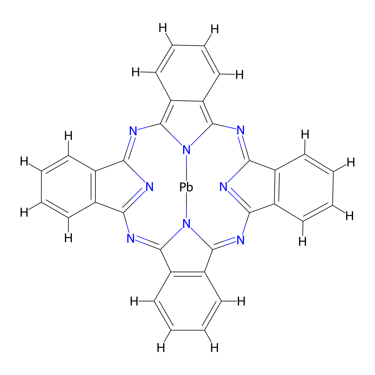 Lead phthalocyanine molecular structure, CAS 15187-16-3