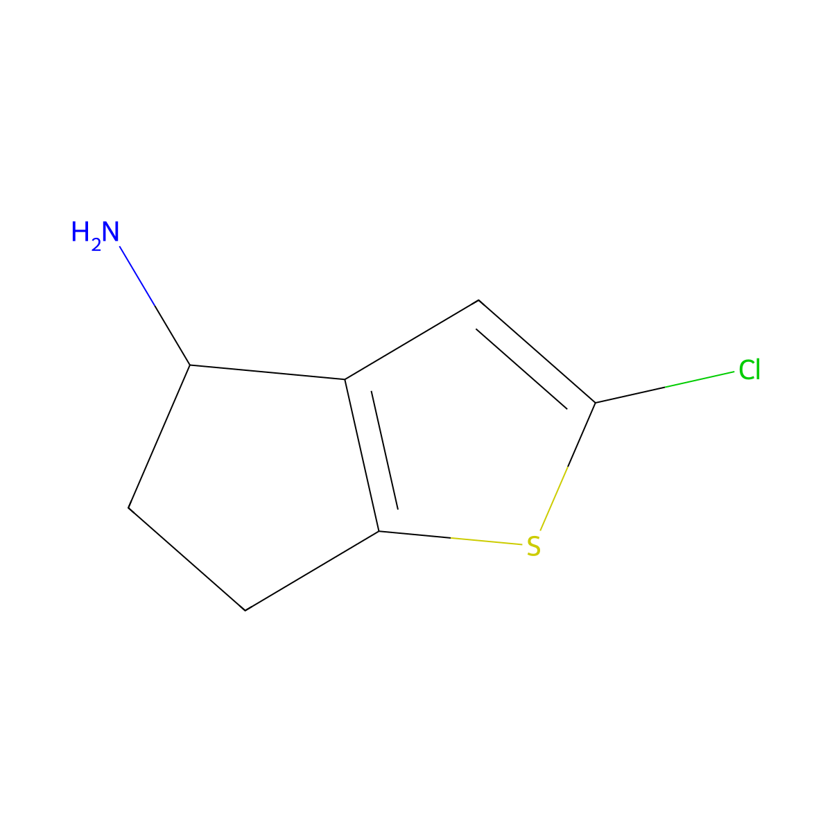 2-chloro-4H,5H,6H-cyclopenta(b)thiophen-4-amine molecular structure, CAS 1518717-54-8