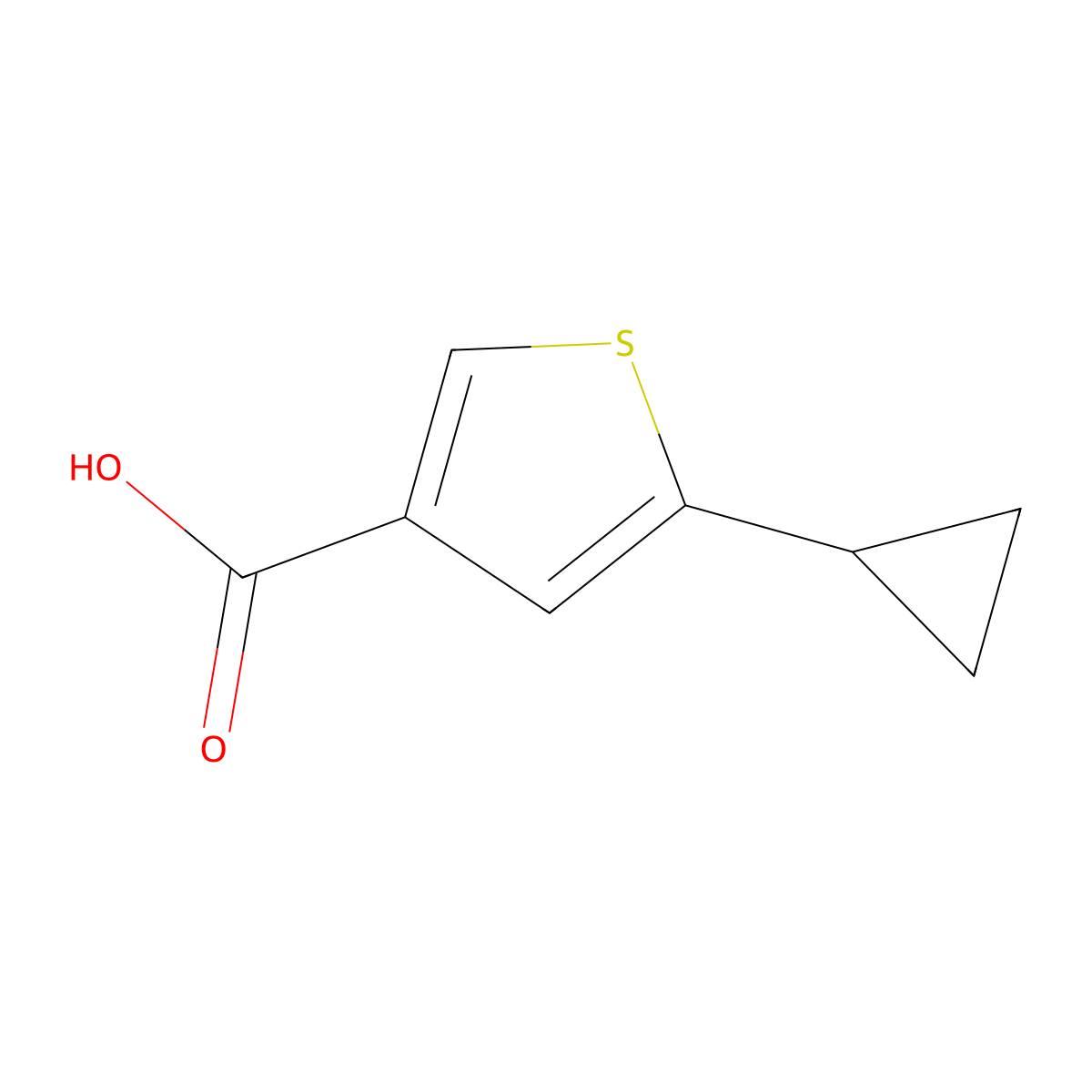 5-Cyclopropylthiophene-3-carboxylic acid molecular structure, CAS 1518721-51-1