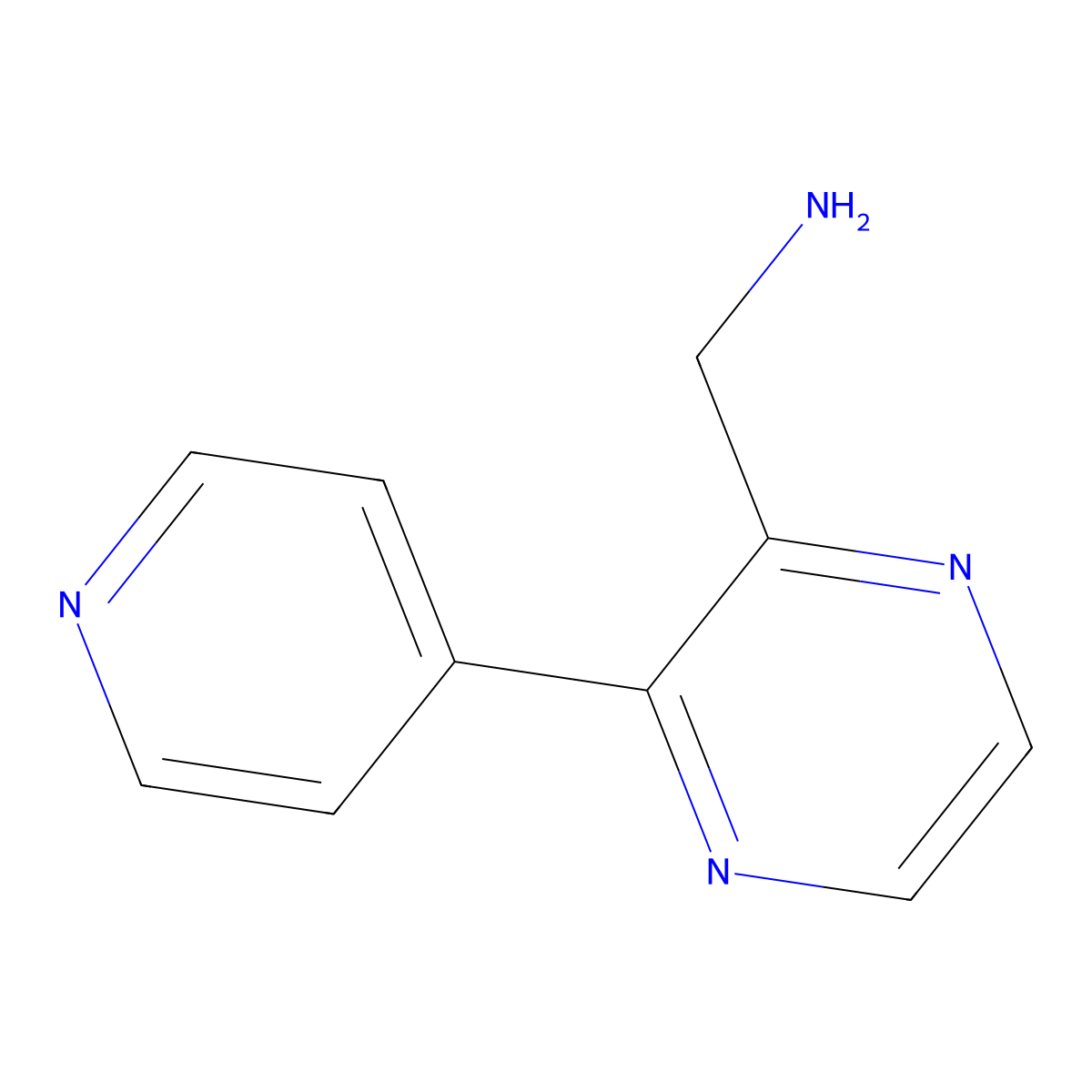 (3-(Pyridin-4-yl)pyrazin-2-yl)methanamine molecular structure, CAS 1518721-82-8