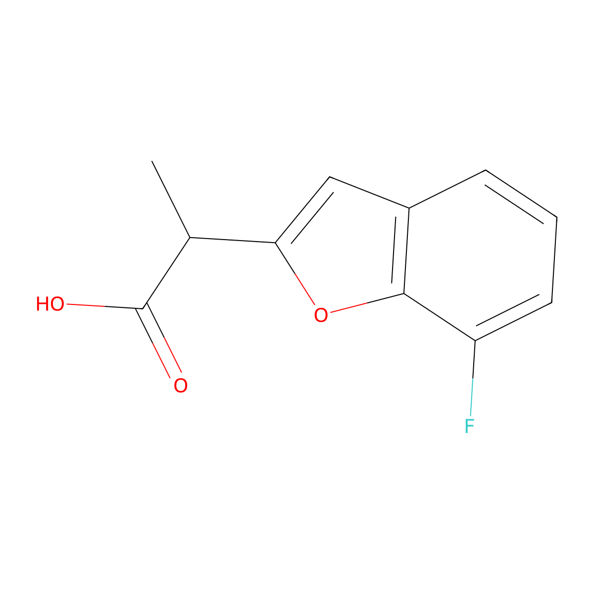 2-(7-Fluoro-1-benzofuran-2-yl)propanoic acid molecular structure, CAS 1518726-43-6