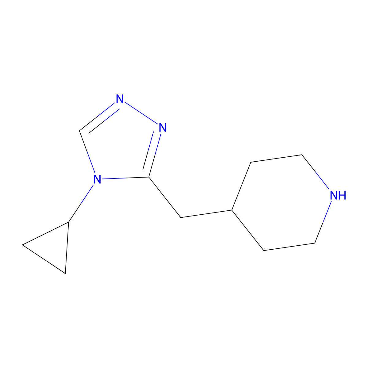 4-((4-cyclopropyl-4H-1,2,4-triazol-3-yl)methyl)piperidine molecular structure, CAS 1518729-15-1