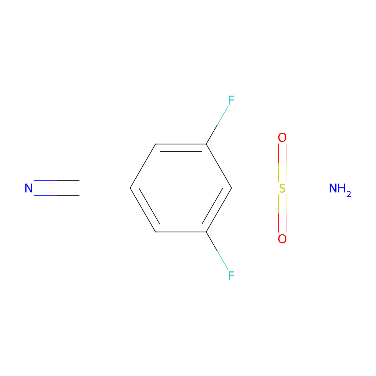 4-Cyano-2,6-difluorobenzenesulfonamide molecular structure, CAS 1518729-48-0
