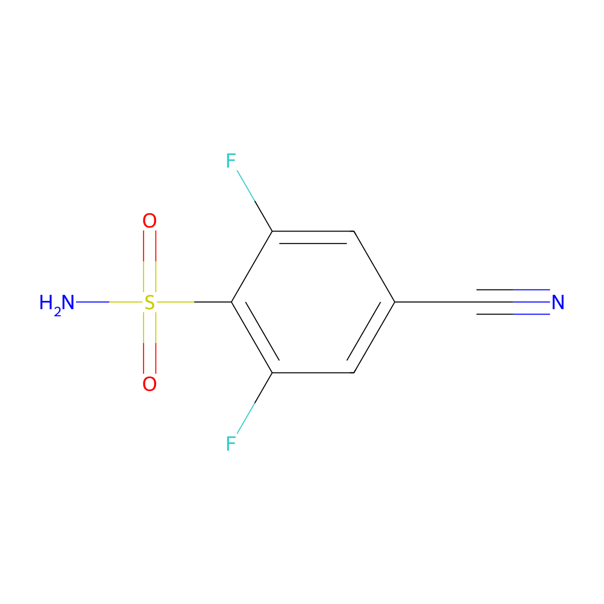 4-Cyano-2,6-difluorobenzenesulfonamide molecular structure, CAS 1518729-48-0