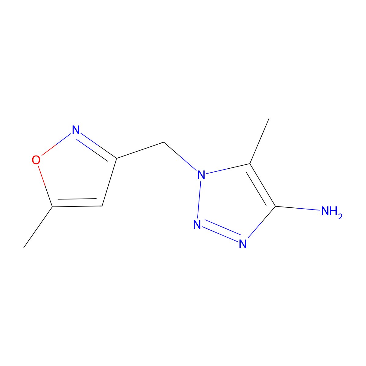 5-methyl-1-[(5-methyl-1,2-oxazol-3-yl)methyl]-1H-1,2,3-triazol-4-amine molecular structure, CAS 1518746-84-3