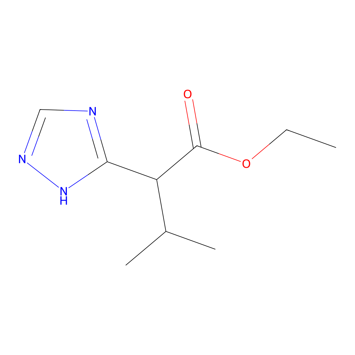 Ethyl 3-methyl-2-(1H-1,2,4-triazol-3-YL)butanoate molecular structure, CAS 1518749-27-3