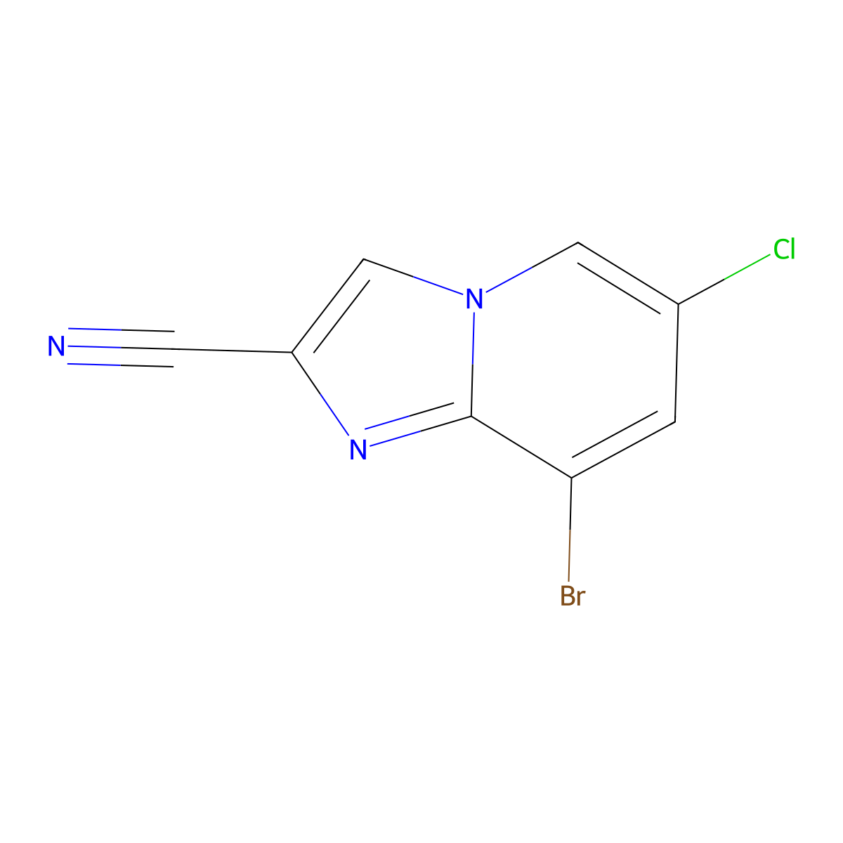 8-Bromo-6-chloroimidazo[1,2-a]pyridine-2-carbonitrile molecular structure, CAS 1518789-82-6