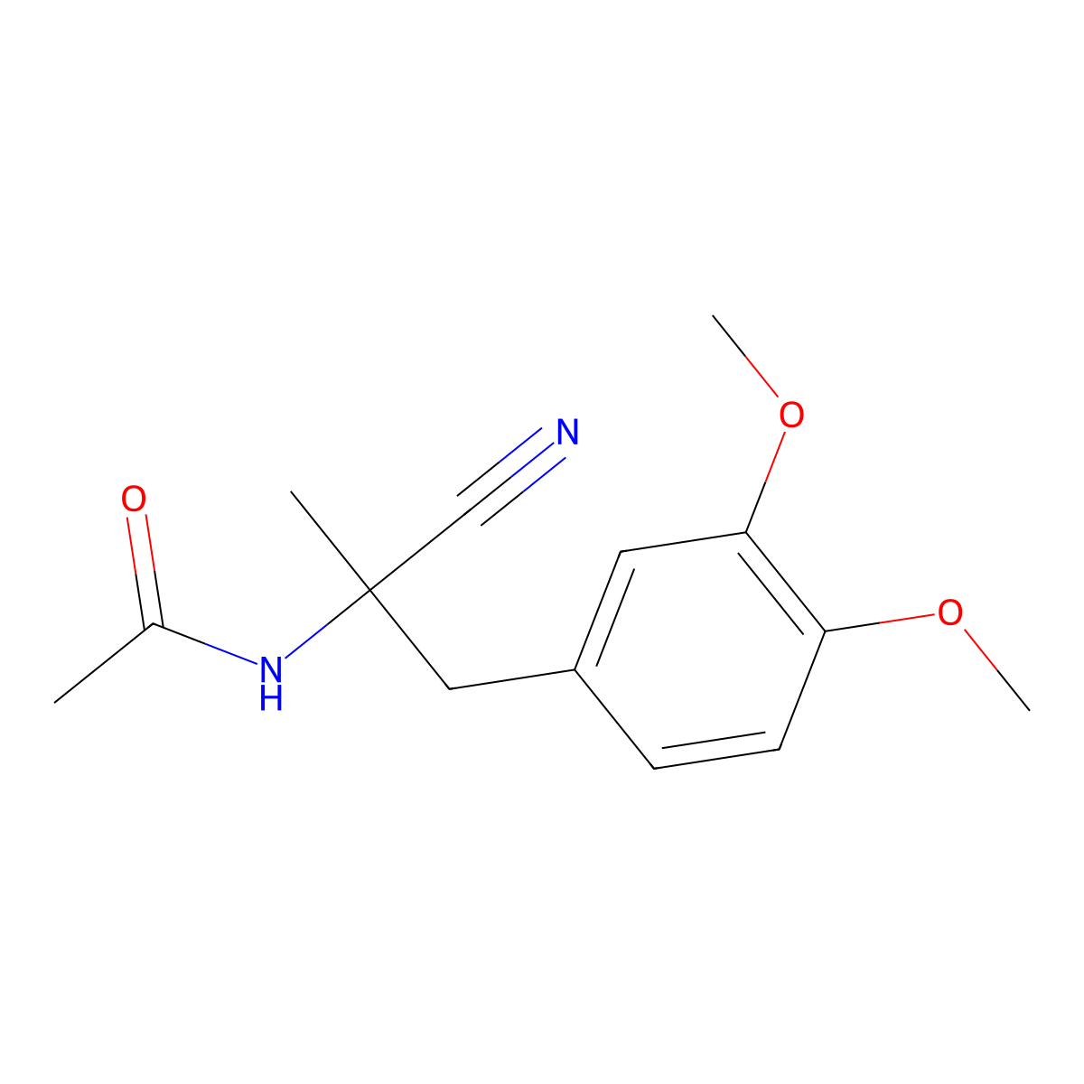 N-{1-Cyano-1-[(3,4-dimethoxyphenyl)methyl]ethyl}acetamide molecular structure, CAS 15188-49-5