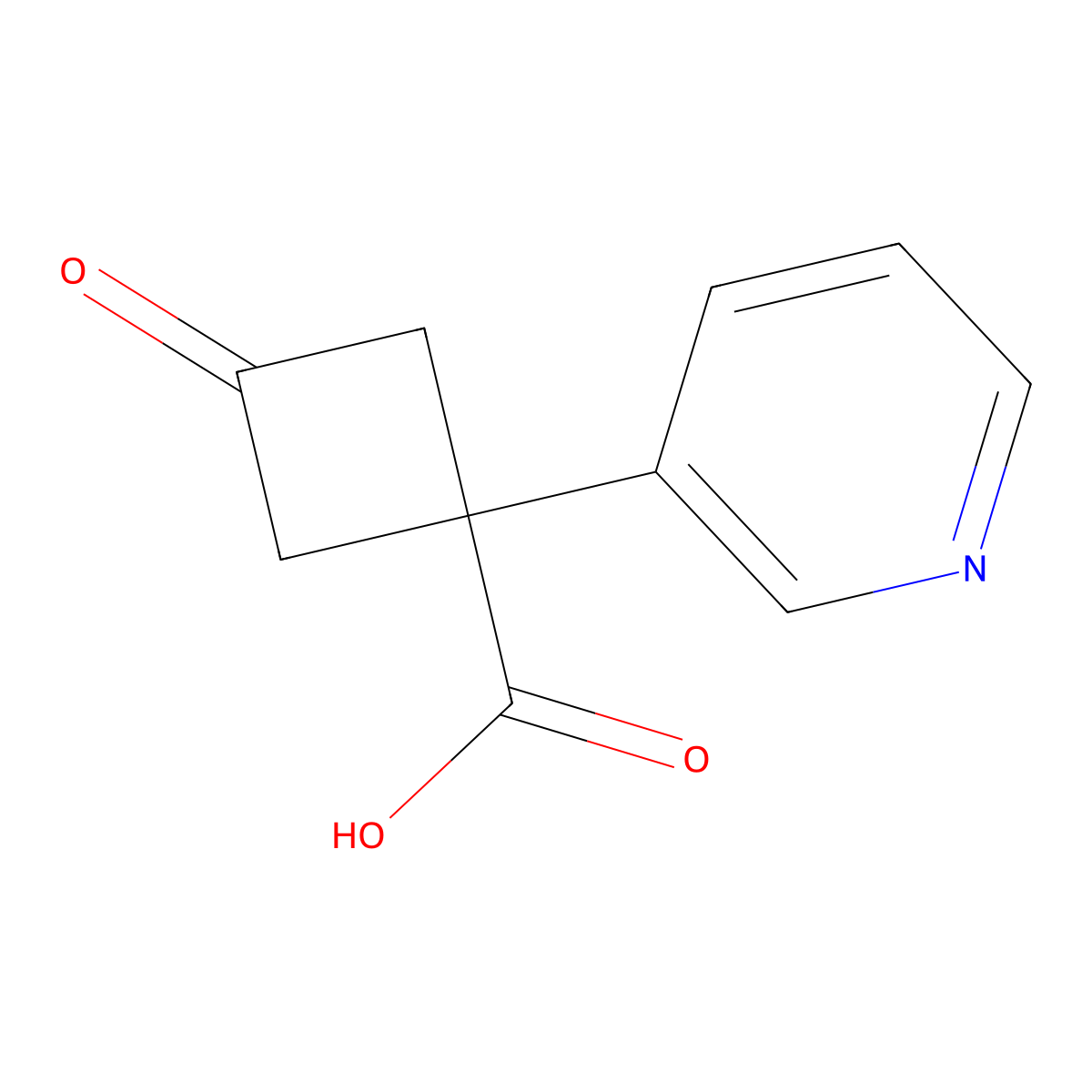 3-Oxo-1-(pyridin-3-yl)cyclobutane-1-carboxylic acid molecular structure, CAS 1518813-54-1