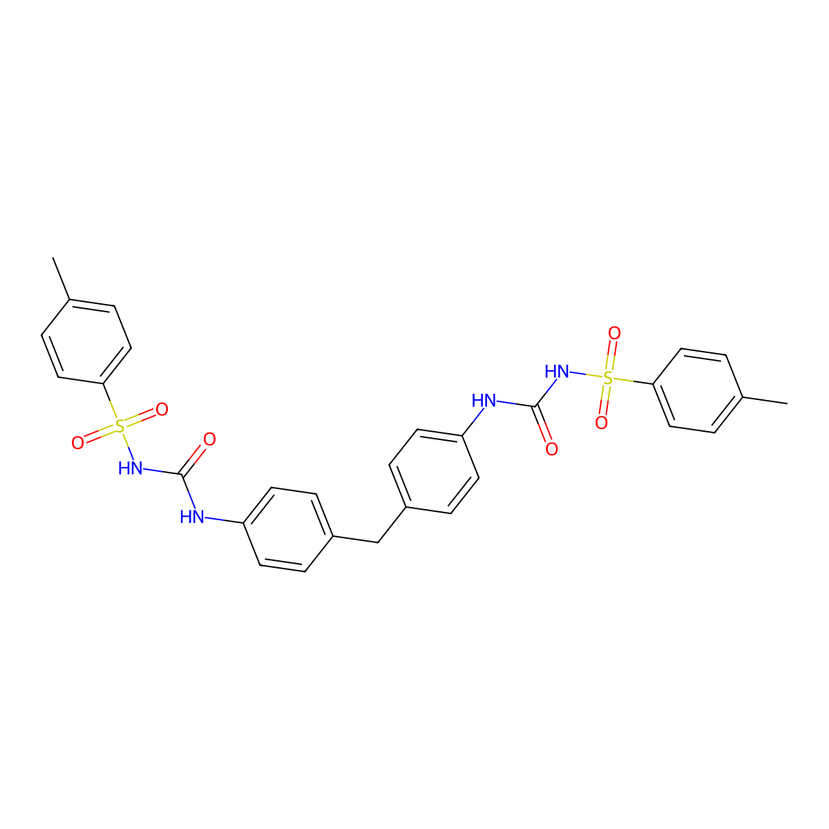 4,4'-bis(N-carbamoyl-4-methylbenzensulfonamide)diphenylmethane molecular structure, CAS 151882-81-4