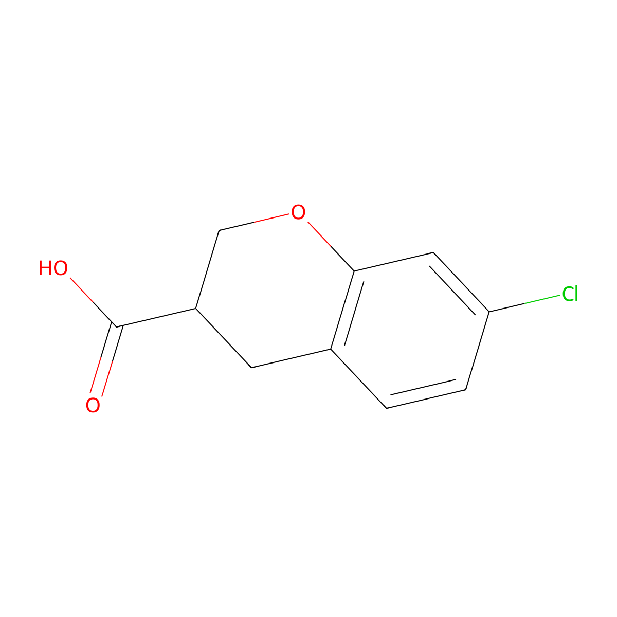 7-chloro-3,4-dihydro-2H-1-benzopyran-3-carboxylic acid molecular structure, CAS 1518839-13-8