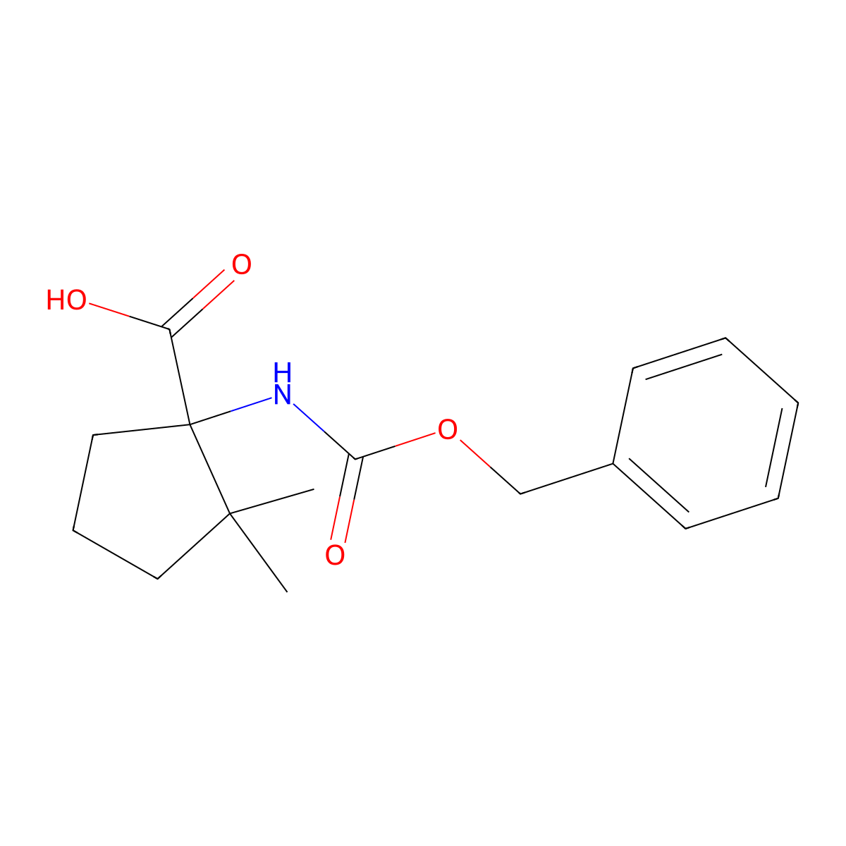 1-(((Benzyloxy)carbonyl)amino)-2,2-dimethylcyclopentanecarboxylic acid molecular structure, CAS 1518841-50-3