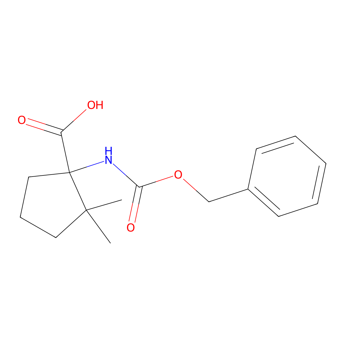 1-(((Benzyloxy)carbonyl)amino)-2,2-dimethylcyclopentanecarboxylic acid molecular structure, CAS 1518841-50-3