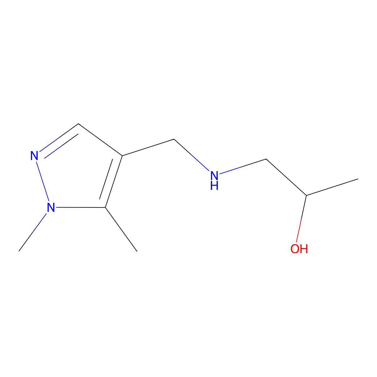 1-{[(1,5-dimethyl-1H-pyrazol-4-yl)methyl]amino}propan-2-ol molecular structure, CAS 1518873-23-8