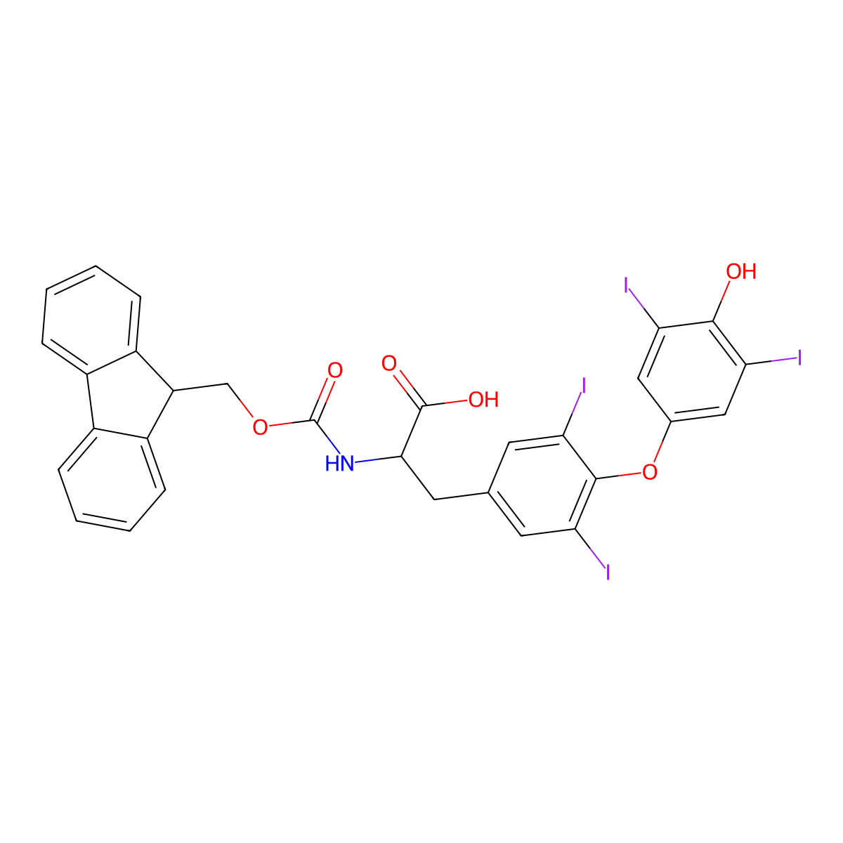 Fmoc-l-thyroxine molecular structure, CAS 151889-56-4